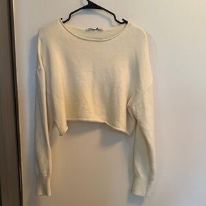 Zara Off-White Crop Knit Top